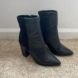 Lulu’s vegan pointy toed high heeled booties